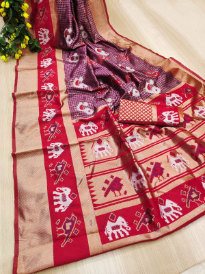 RUCHAA FASHION Printed Ikkat Pure Cotton Saree(Multicolor)