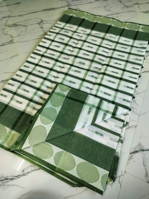 J KunduHouse Self Design Tant Pure Cotton Saree(White)