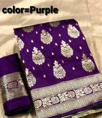 Gold Art Fashion Woven Kanjivaram Jacquard, Pure Silk Saree(Purple)