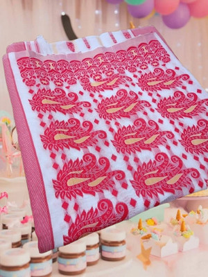 Kanokanjoli Woven Jamdani Handloom Cotton Blend Saree(Multicolor)