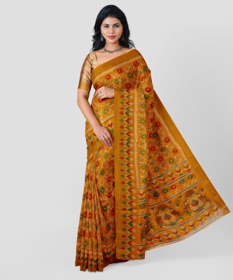 Saadhvi Printed Daily Wear Cotton Silk Saree(Yellow)