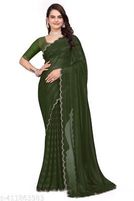 MIROSELLY CREATION Self Design Bollywood Art Silk Saree(Light Green)
