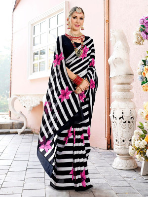 Sanjana Silks Printed Bollywood Georgette Saree(Pink)
