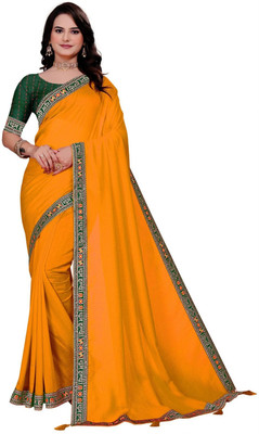 WavySnugsy Solid/Plain Assam Silk Pure Silk Saree(Yellow)