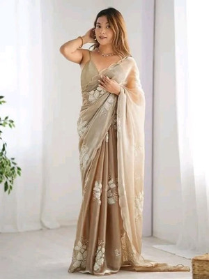 shiv creation Embroidered Bollywood Jimmy choo Saree(Beige)