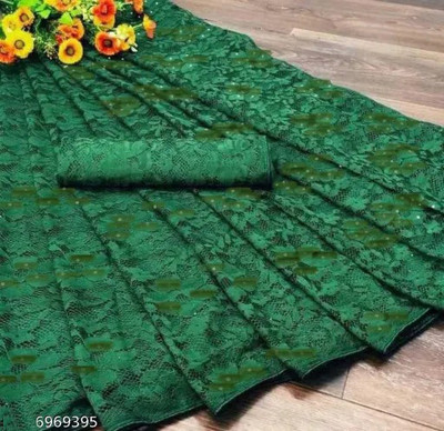 Vragi Dyed, Woven Bollywood Net Saree(Green)