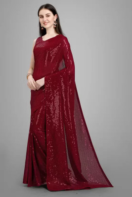 Styli-Nar Creation Embellished Bollywood Georgette Saree(Maroon)