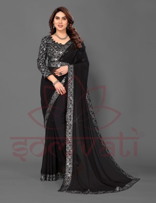 SOMVATI Self Design Bollywood Chiffon Saree(Black)