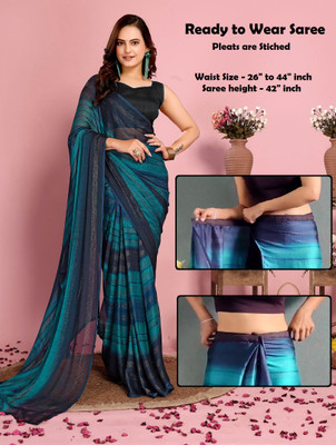 Riddhi textile Hub Ombre Bollywood Chiffon Saree(Blue)