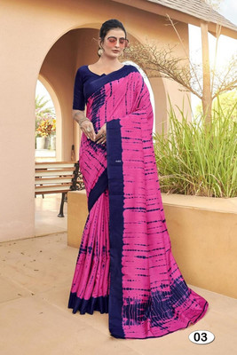 HD DESIGN Printed Daily Wear Pure Cotton Saree(Pink, Dark Blue)