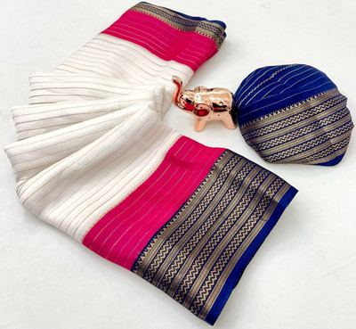 Ruhabs Woven Bollywood Silk Blend Saree(Pink)