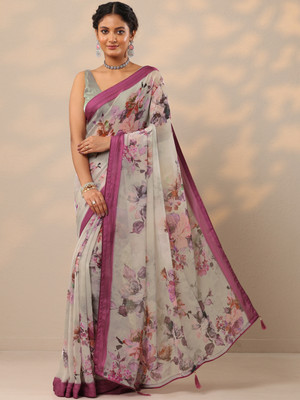 LIBAS Printed Daily Wear Georgette Saree(Pink)
