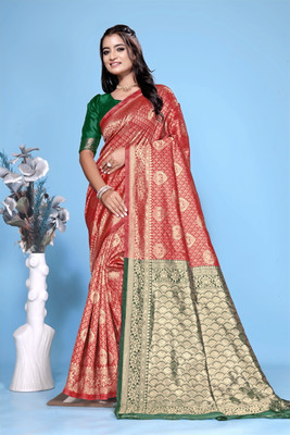 JAY KHODIYAR EMBROIDERY Woven, Self Design Bollywood Jacquard Saree(Maroon)