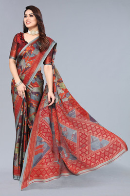 FABMORA Printed Daily Wear Chiffon, Georgette Saree(Multicolor)