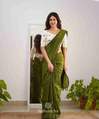 Hiya saree And Punjabi house Printed, Solid/Plain Handloom Pure Cotton, Cotton Silk Saree(Maroon)