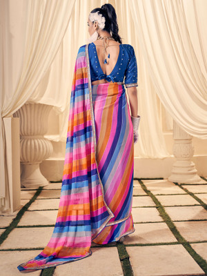 Sareemall Embellished Leheria Georgette Saree(Multicolor)