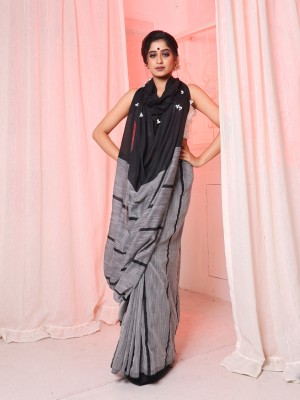 arhi Woven Handloom Pure Cotton Saree(Grey)