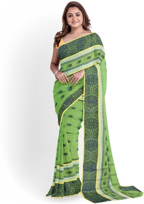 Sayak Creation Embroidered Bandhani Cotton Blend Saree(Dark Green)