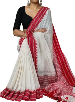 kalpana handloom Temple Border, Solid/Plain Handloom Pure Cotton Saree(Multicolor)