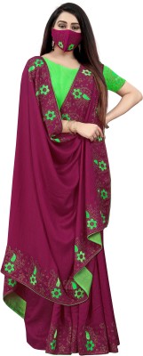 pUNYATHA CREATION Embroidered Chanderi Art Silk Saree(Purple)