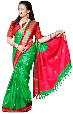 HouseOfCommon Printed Bollywood Cotton Silk Saree(Multicolor)