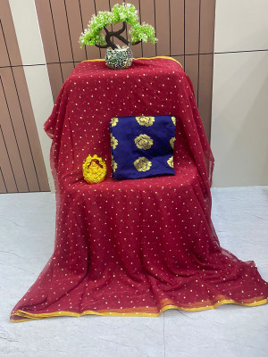 HouseOfCommon Embellished Bollywood Polyester Saree(Maroon)