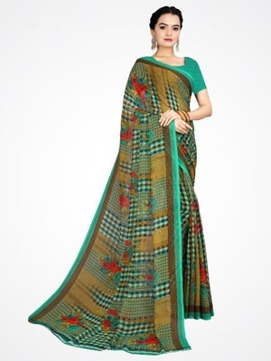 Saadhvi Printed Banarasi Lycra Blend Saree(Light Green)