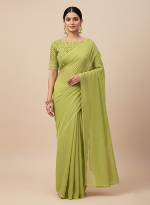 Sanskriti Synthetics Embellished Bollywood Georgette Saree(Green)