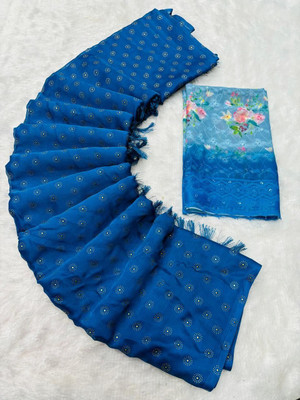 Ethina Fashion Dyed Bollywood Brasso Saree(Light Blue)