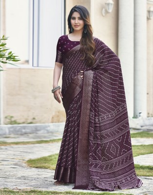 Samah Woven, Printed Bollywood Art Silk Saree(Purple, White)