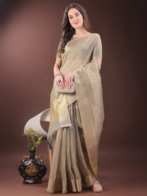 Tasrika Woven Kanjivaram Organza Saree(Beige)