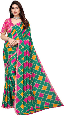 RENSILAFAB Printed Daily Wear Georgette Saree(Green)
