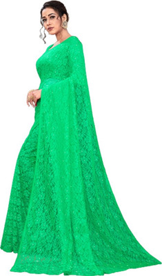 SwiftStyle Embroidered Daily Wear Net Saree(Light Green)