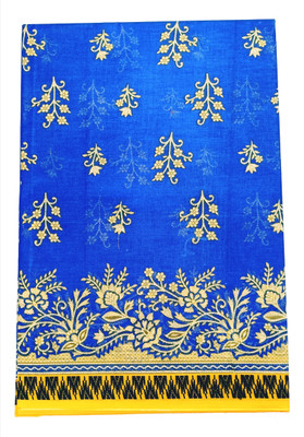 GENRAL Printed, Geometric Print Daily Wear Pure Cotton Saree(Blue)