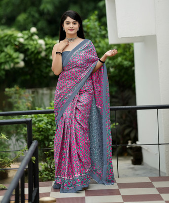 shiv textiles Printed Handloom Pure Cotton Saree(Pink)