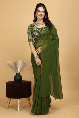 MM BROTHERS Floral Print Bollywood Georgette Saree(Multicolor)