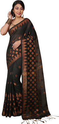 Divastri Woven Handloom Art Silk Saree(Black)
