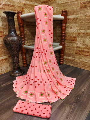 maayro Printed Daily Wear Georgette Saree(Pink)