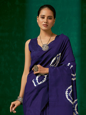 Divastri Printed Chanderi Silk Blend Saree(Purple)