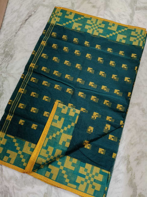 Dutta Self Design Tant Pure Cotton Saree(Multicolor)