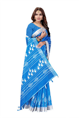 Suhagfab Printed Bollywood Cotton Linen Saree(Multicolor)