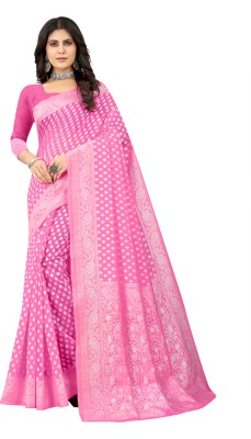 signagraph Woven, Embroidered Assam Silk Cotton Silk, Cotton Blend Saree(Pink)