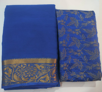 JustEthnic Temple Border Bollywood Georgette Saree(Blue)