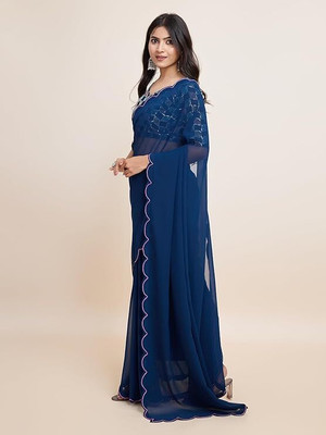supalee tex Solid/Plain Bollywood Georgette Saree(Multicolor)