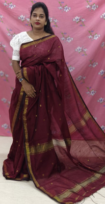 swarnajita Woven Handloom Cotton Silk Saree(Maroon)