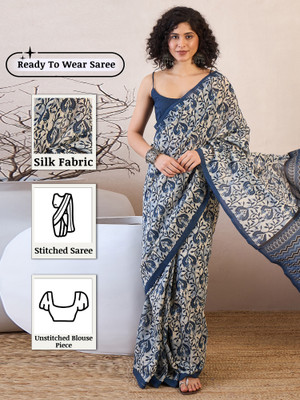 Sareemall Printed Daily Wear Silk Blend Saree(Blue)