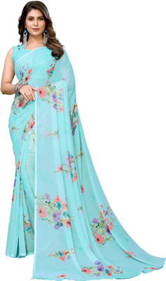 Priyashi Printed Bandhani Georgette Saree(Blue)