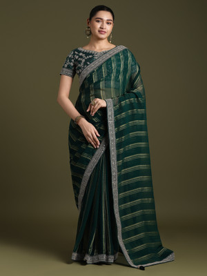 ANOUK Embellished Bollywood Georgette Saree(Green)