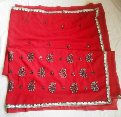AARTI SAREES Embellished Bollywood Chiffon Saree(Red)