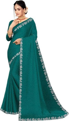 SHYAM TEX Embroidered, Embellished Bollywood Pure Silk, Art Silk Saree(Light Green)